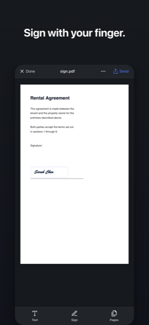 AddToPDF on iPhone — sign with your finger